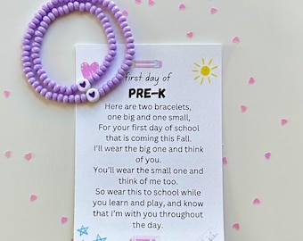 Mama and Mini bracelet set | First day of School/Preschool/Kindergarten | Mom and child matching security bracelet | Separation Bracelet set