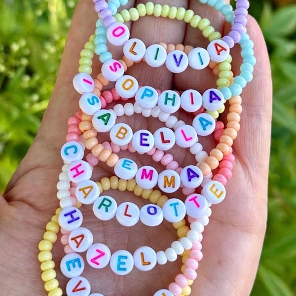 Girls Name Bracelet personalized Custom Name Gift for Kids Jewelry for Toddlers Bracelet Stretchy Bead girl birthday gift
