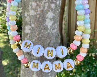 Mama and Mini Bracelet Set | Rainbow Beaded Bracelet, 14k Gold Accents