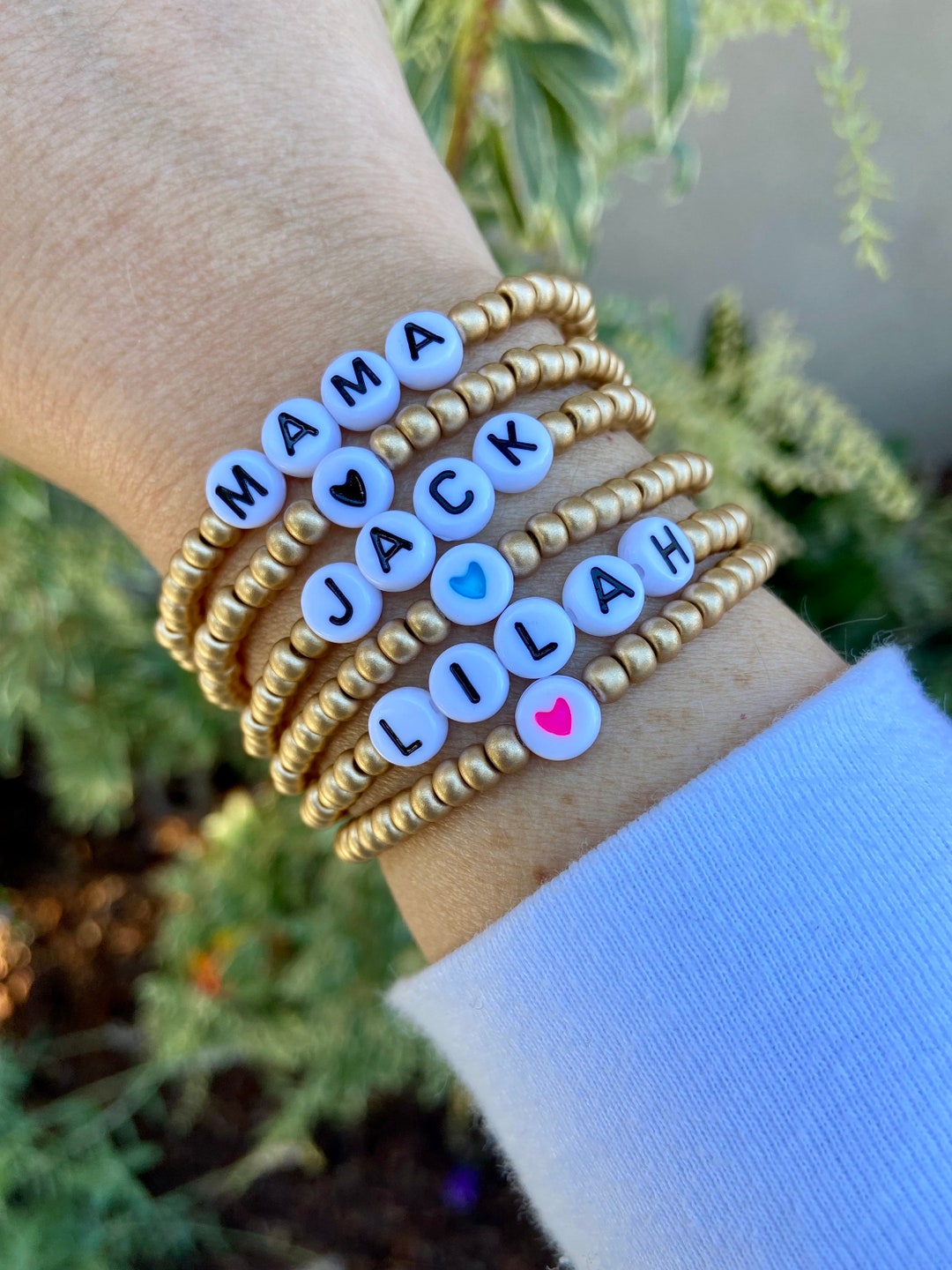Mama Bracelet Word of the Year Personalized Mom Gift Gold Name Bracelet