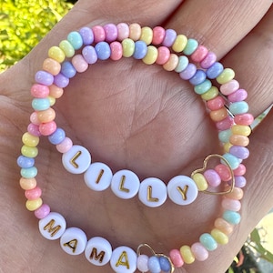 Mama and Mini bracelet set First day of School/Preschool/Kindergarten Mom and child matching security bracelet Separation Bracelet set