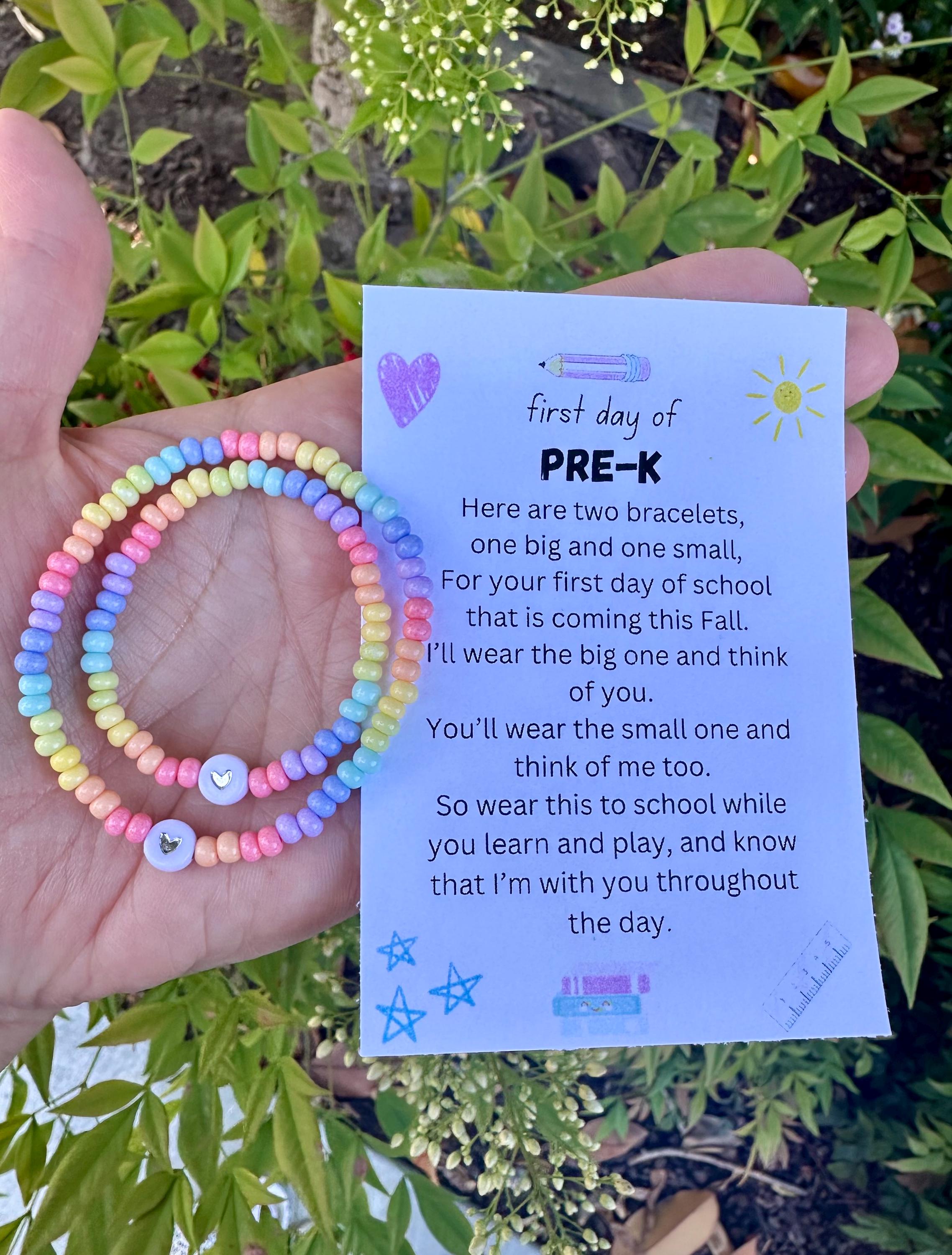 Mama and Mini bracelet set First day of School/Preschool/Kindergarten Mom and child matching security bracelet Separation Bracelet set