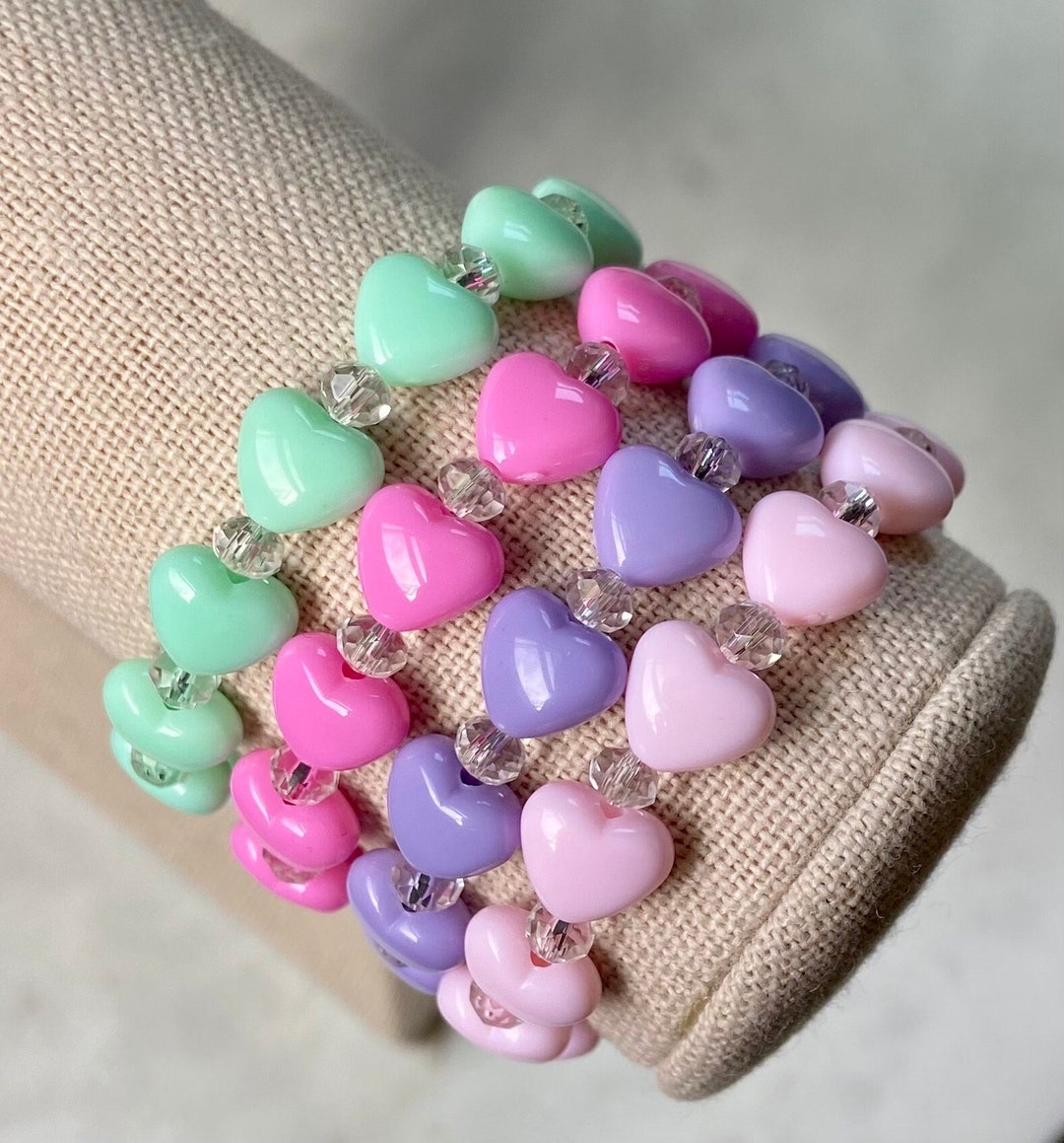 Toddler Girl Valentines Gift Heart Toddler Jewelry Stretch Bracelet for