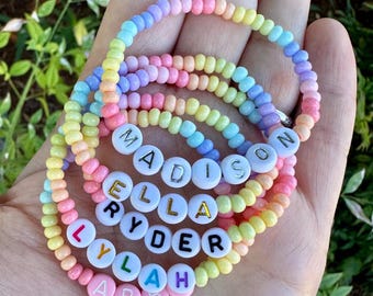 Girls Name Bracelet personalized Custom Name Gift for Kids Jewelry for Toddlers Bracelet Stretchy Bead girl birthday gift