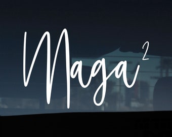 Maga Squared Cursive Decal, Trump Decal, Conservative, Republican Gift, Made in USA, Car Decal