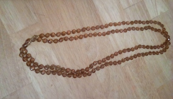 Vintage Dauplaise Long Brown Beaded Necklace - image 1