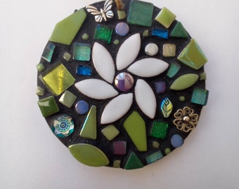 Indoor floral mosaic, wall hanging, mixed media, home decor, gift idea, Valentine's gift, gift for her, Mothers day present