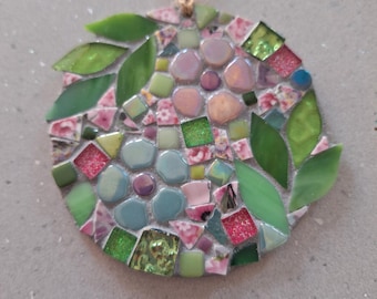 Handmade Glass Mosaic Wall Hanging, Home Decor (10cm)