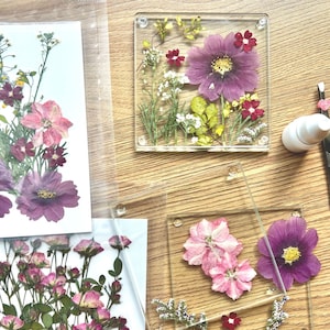 DIY Dried Flower Coaster Kit: Resin Look, Custom Craft Project for home decor