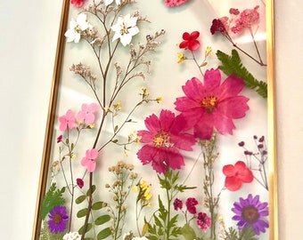 DIY pressed flower art kit: Make your own botanical art, hosting decor dried flower art in floating frame, plant wall hanging