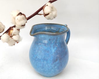 Handmade Ceramic Water Pitcher: 30oz Pottery Jug with Handle