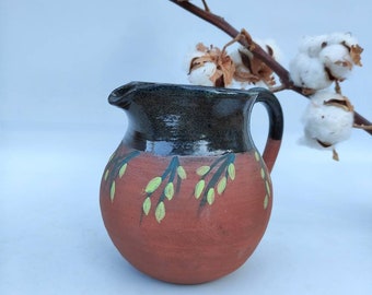 Pichet en céramique avec poignée, grand pichet en poterie, pichet en céramique