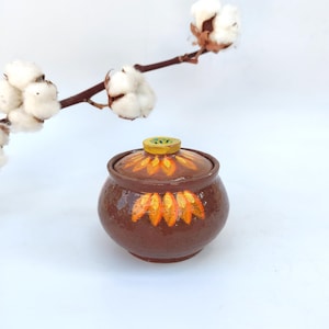 Lidded Jar, Ceramic jar with lid, Honey Pot Jar, Sugar Container, Pottery Lidded Container
