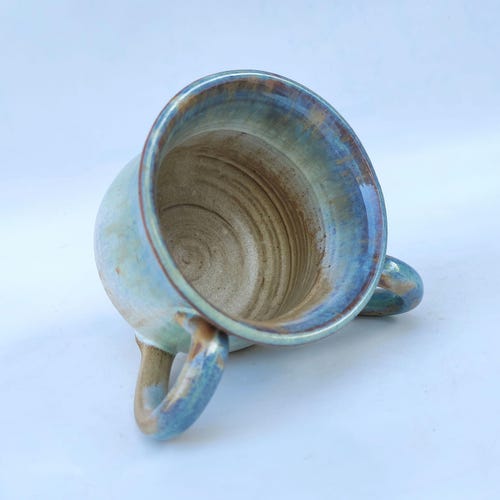 ハンドメイド陶器ピッチャー：ハンドル付き陶器製水差し、30オンス