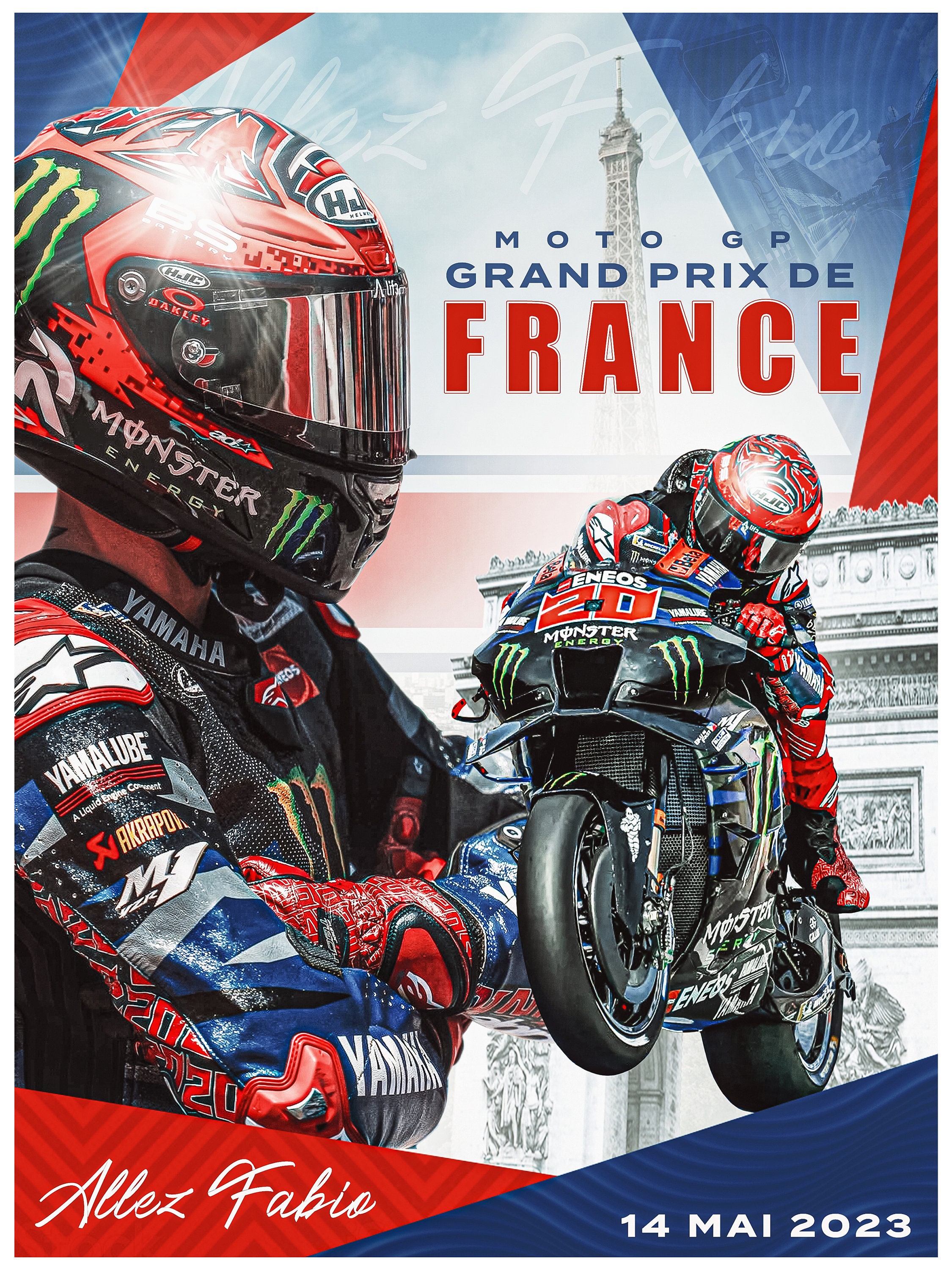 France Grand Prix 2023 Moto GP Poster / French GP / Moto Gp Print / Le Mans  / Fabio Quartararo / Yamaha / Moto GP Art / Digital Download 