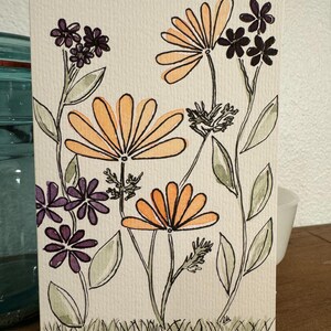 Biglietto d'auguri floreale originale dipinto a mano con acquerello - vuoto con busta bianca - 6" x 4"