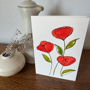 Handgemalte Original Aquarell Blumen Grußkarte - Blanko mit weißem Umschlag - 15 x 10cm
