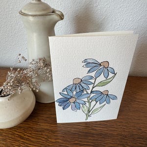 Handgemalte Original Aquarell Blumen Grußkarte - Blanko mit weißem Umschlag - 15 x 10cm