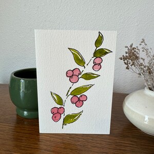 Handgemalte Original Aquarell Blumen Grußkarte - blanko mit weißem Umschlag - 3.5 "X 5"