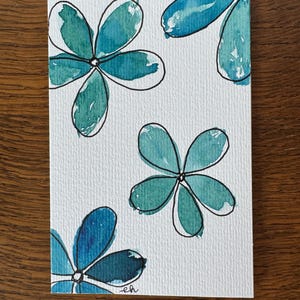 Handgemalte Original Aquarell Blumen Grußkarte - Blanko mit weißem Umschlag - 15 x 10cm