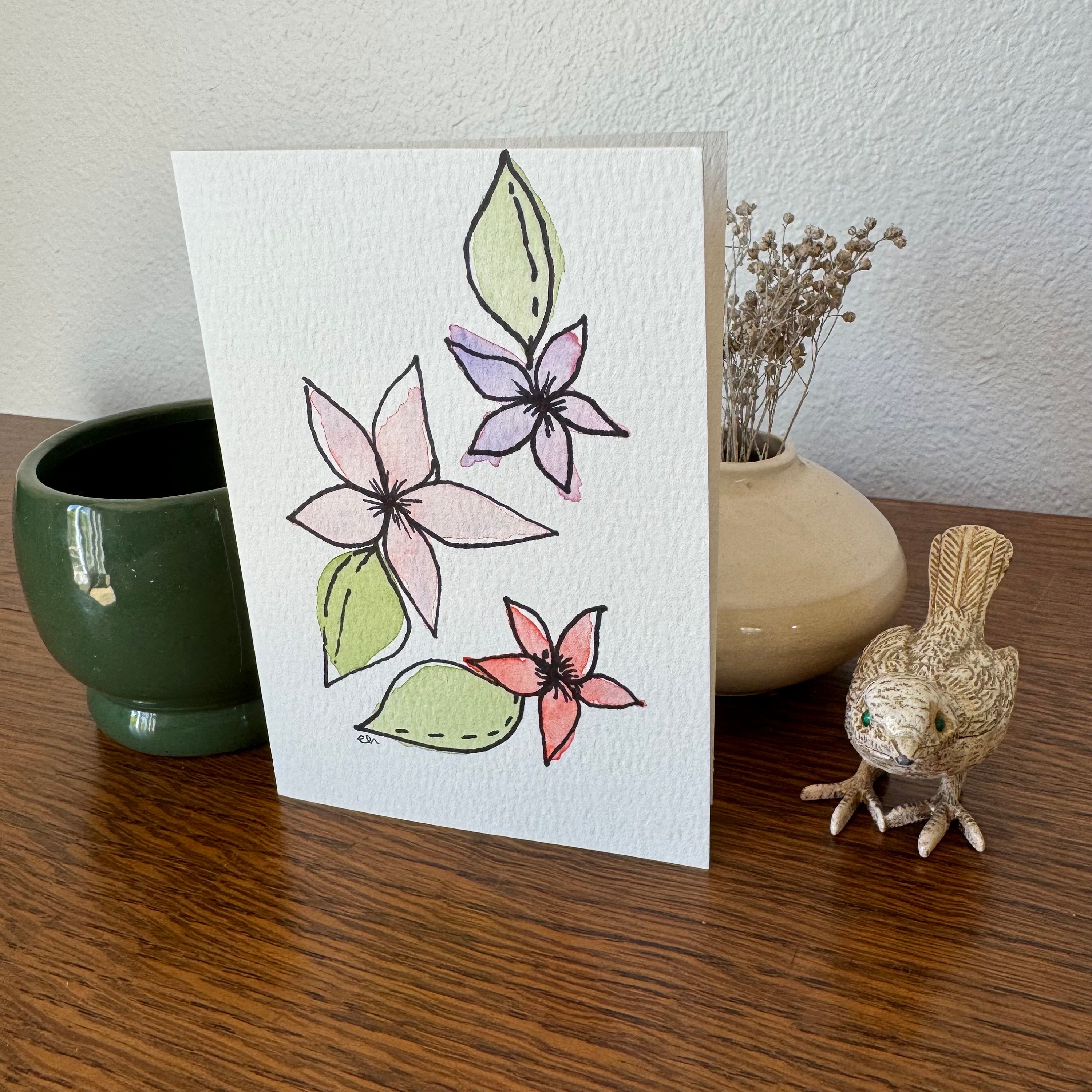 Hand-painted Original Watercolor Floral Greeting Card - Blank With ...