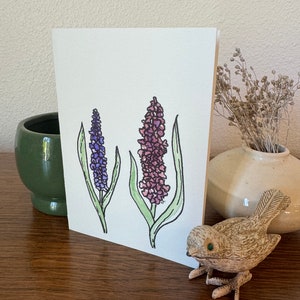 Tarjeta de felicitación floral de acuarela original pintada a mano - En blanco con sobre blanco - 3,5" X 5"