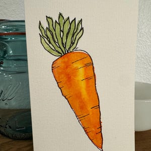 Tarjeta floral original pintada a mano con acuarela, en blanco y con sobre blanco, 6 x 4 pulgadas