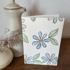 Handgemalte Original Aquarell Blumen Grußkarte - Blanko mit weißem Umschlag - 15 x 10cm