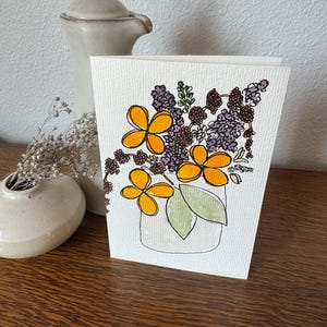 Handgemalte Original Aquarell Blumen Grußkarte - Blanko mit weißem Umschlag - 15 x 10cm