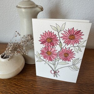 Handgemalte Original Aquarell Blumen Grußkarte - Blanko mit weißem Umschlag - 15 x 10cm