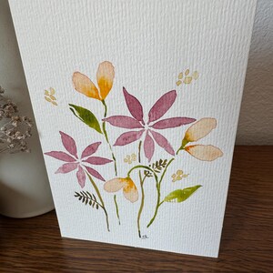 Handgemalte Original Aquarell Blumen Grußkarte - Blanko mit weißem Umschlag - 15 x 10cm