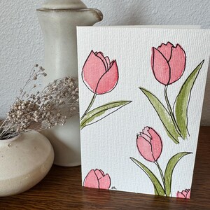 Handgemalte Original Aquarell Blumen Grußkarte - Blanko mit weißem Umschlag - 15 x 10cm