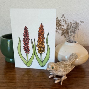 Biglietto d'auguri floreale originale ad acquerello dipinto a mano - Vuoto con busta bianca - 3,5" X 5"