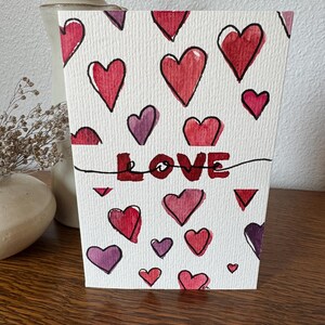 Cartão de amor original pintado à mão em aquarela - em branco com envelope branco - 6” x 4”