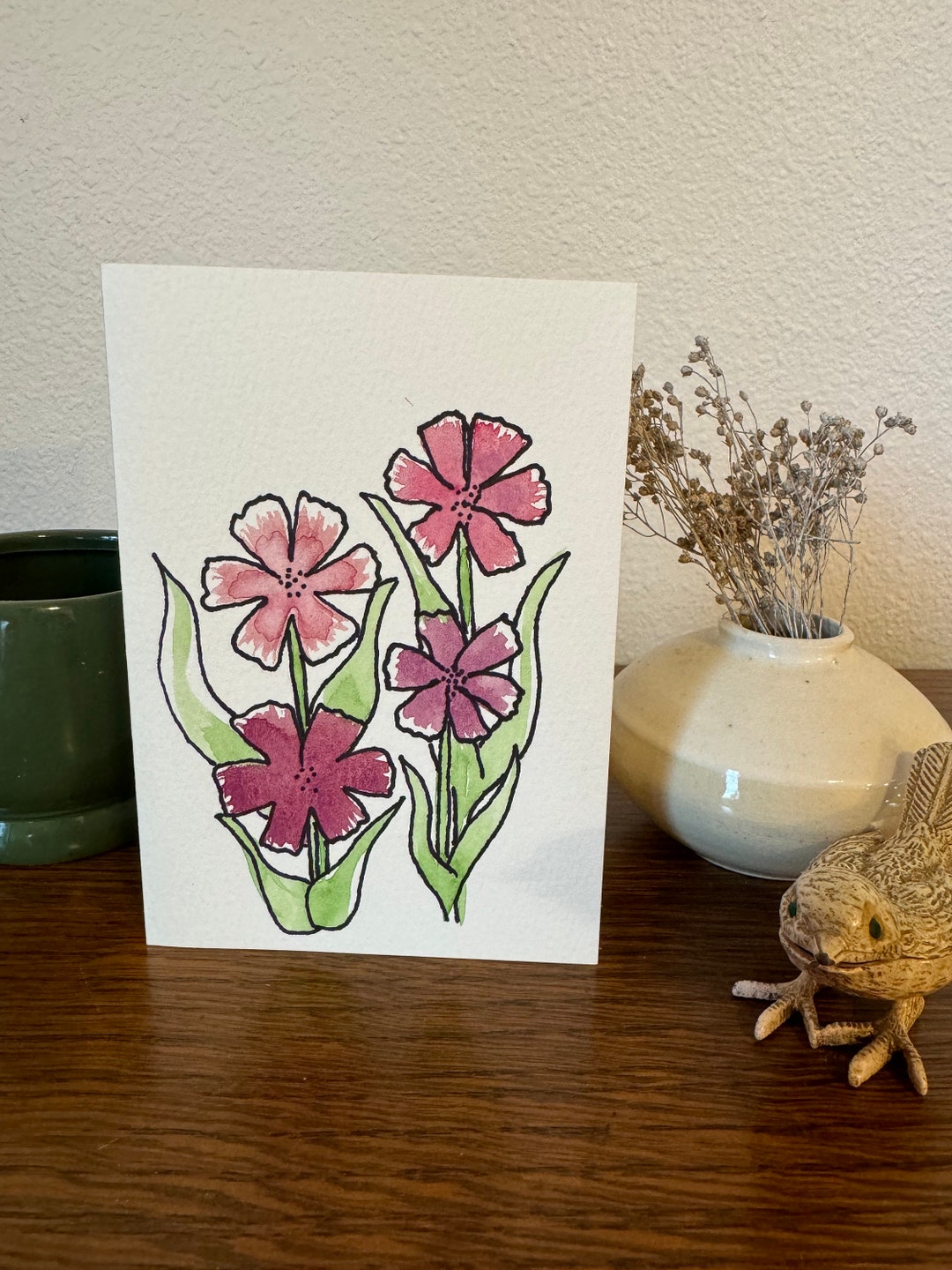 Hand-painted Original Watercolor Floral Greeting Card - Blank With ...