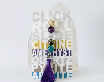 Fidget Bag Charm Pyrite Citrine Amethyst Apatite Crystal Quartz