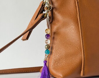 Fidget Bag Charm Pyrite Citrine Amethyst Apatite Crystal Quartz