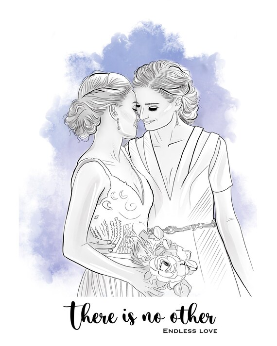 Customized Line Drawing Line Portraits Personalized Gift Etsy