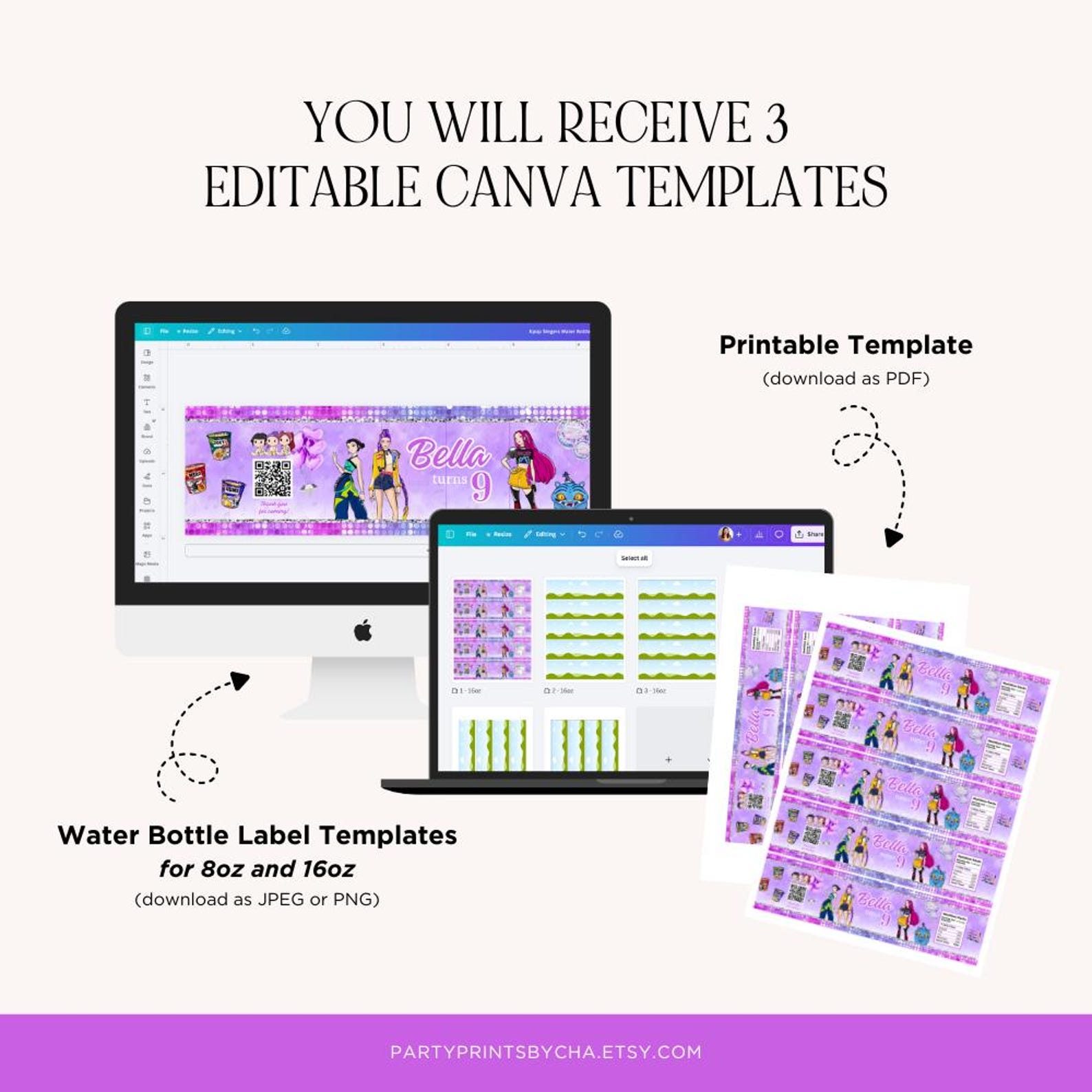 Singer Editable Fact File Template Kpop Singers Water Bottle Labels Printable, Kpop Theme Birthday Party ...