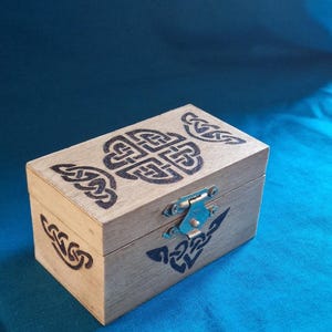 Unique wooden Celtic trinket ring jewellery box