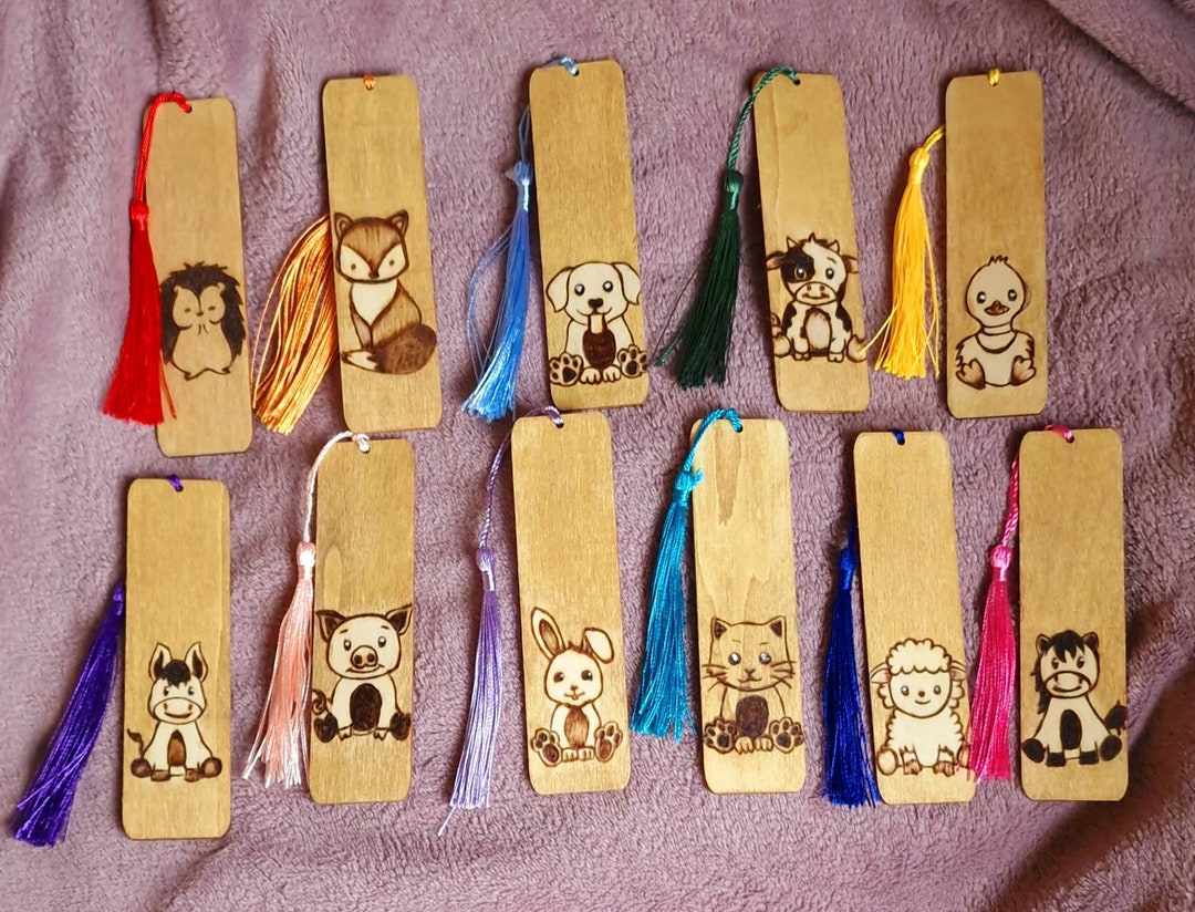 Handmade Wooden Pyrography Animal Bookmark - Etsy