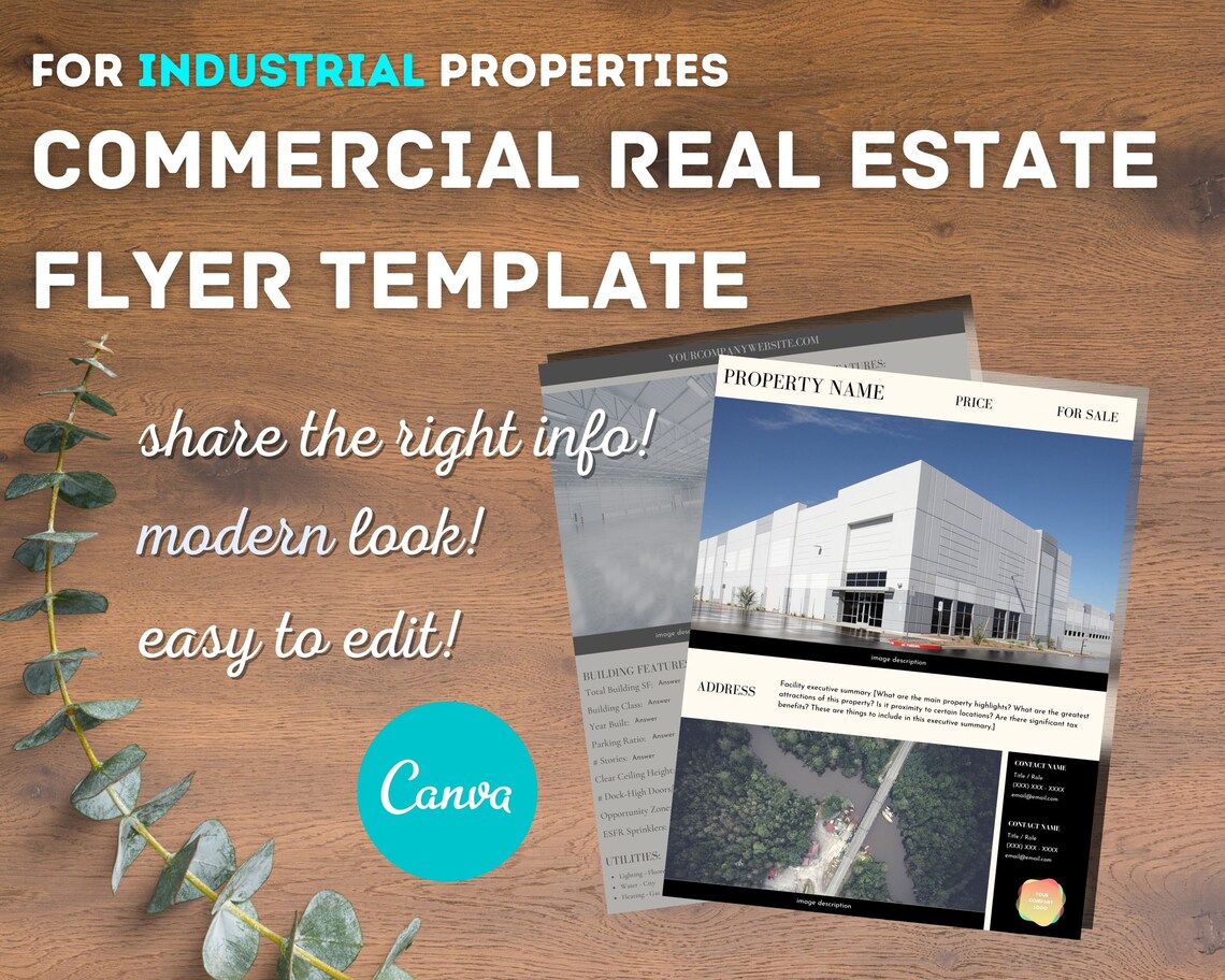 Commercial Real Estate Flyer Template Editable Real Estate Etsy