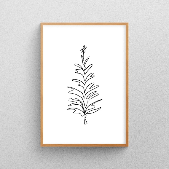 Simple Christmas Tree Line Art Christmas Wall Art | Etsy