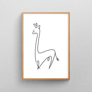 Giraffe Line Art, Nursery Wall Art, Safari Animals, Minimalistic, Abstract