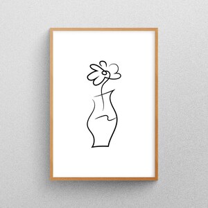 Bloem Vaas Lijn Art, Kwekerij Kunst aan de muur, Planten, Minimalistisch, Abstract
