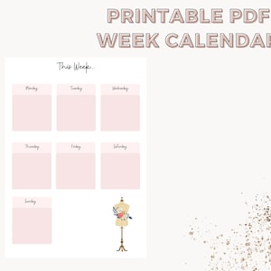 printable pdf A4 week calendar