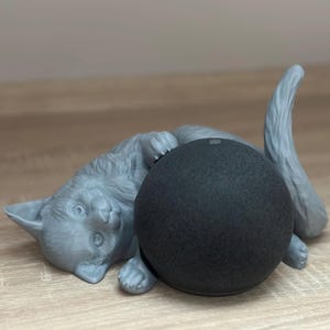 Stojak na kropki echa | Kot Alexa | Dekoracja Cat Dot Echo - stylowy i uroczy uchwyt w kształcie kota na głośnik Echo Dot
