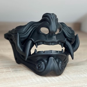 Máscara Oni | Máscara de Samurai impressa em 3D para cosplay, Halloween e fantasias | Perfeito para disfarce, LARP ou coleções