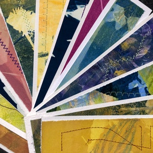 Monoprint Bookmarks Featuring Original Stitching, Set of Five