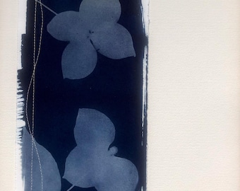 Original Cyanotype Print, with Stitching: Transformative Kindness 2025